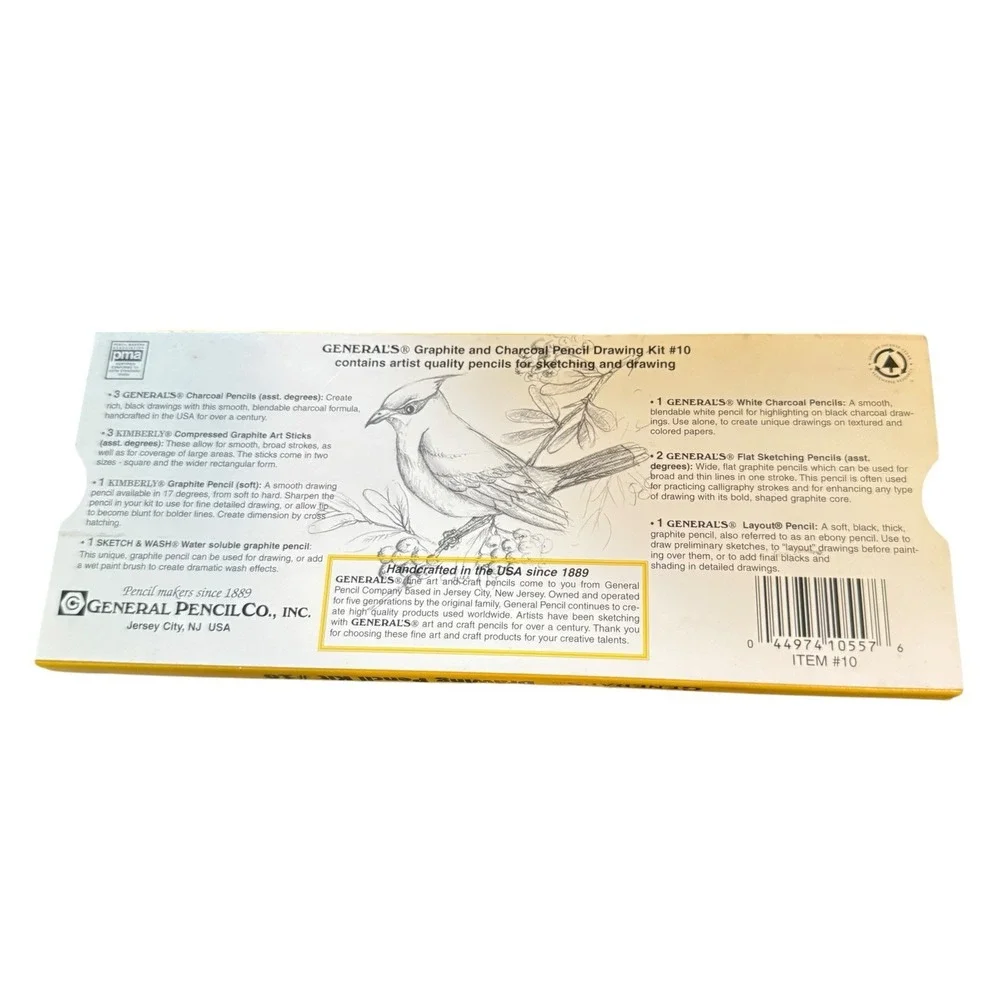 General Pencil Drawing Pencil Kit #10 - 13 Pieces Charcoal Graphite Vintage USA